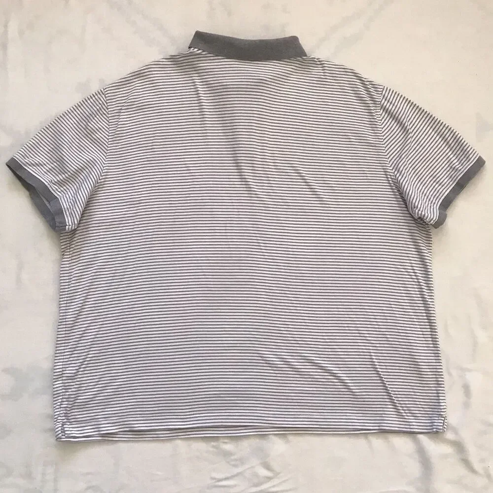 Banana Republic Gray White Striped Collared Short Sleeve Polo Shirt Mens XXL